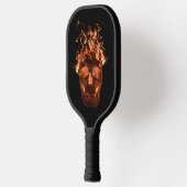 Orange Fire Flaming Skull Pickleball Schläger (Links)
