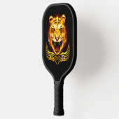 Orange Fire Flaming Tiger Cat Pickleball Schläger (Links)