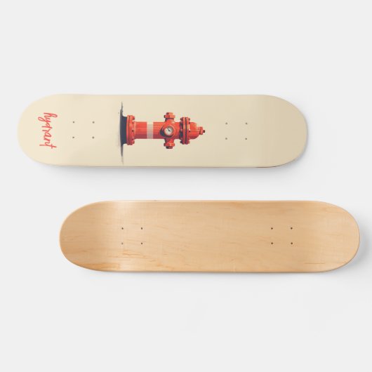 Orange Fire Hydrant Skateboard (Horizontal)