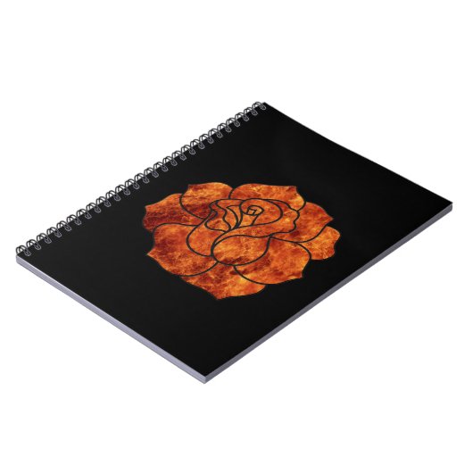 Orange Fire Rose Spiral Notebook Notizblock (Linke Seite)