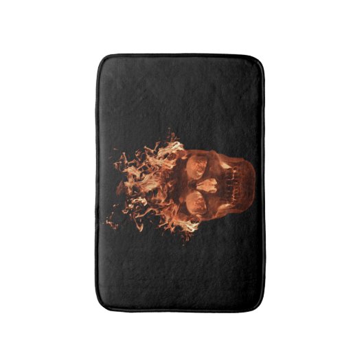 Orange Fire Skull Bath Mat Badematte (Vorderseite Vertikal)