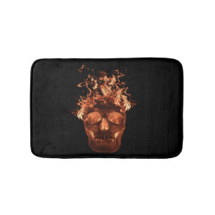 Orange Fire Skull Bath Mat Badematte
