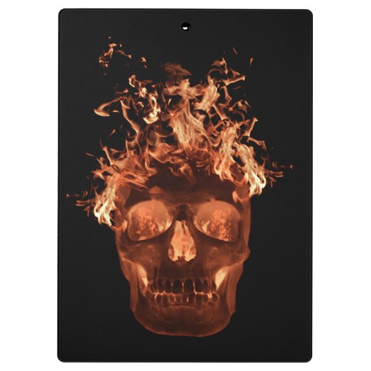 Orange Fire Skull Clipboard Klemmbrett (Rückseite)