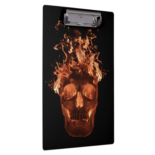 Orange Fire Skull Clipboard Klemmbrett (Rechts)
