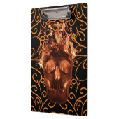 Orange Fire Skull Clipboard Klemmbrett (Links)