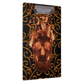 Orange Fire Skull Clipboard Klemmbrett (Rechts)
