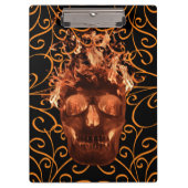 Orange Fire Skull Clipboard Klemmbrett (Vorderseite)