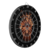 Orange Fire Skull Dart Board Dartscheibe (Vorderseite Links)