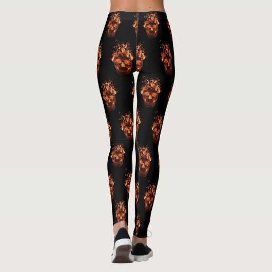 Orange Fire Skull Leggings (Rückseite)