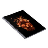 Orange Fire Skull Spiral Notebook Notizblock (Rechte Seite)