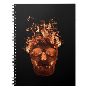 Orange Fire Skull Spiral Notebook Notizblock