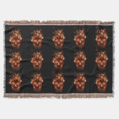 Orange Fire Skull Throw Blanket Decke (Vorderseite)