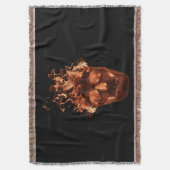 Orange Fire Skull Throw Blanket Decke (Vorderseite Vertikal)