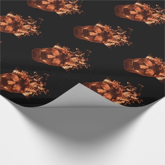 Orange Fire Skull Wrapping Paper Geschenkpapier (Ecke)