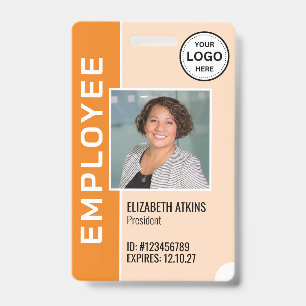 Orange Firmenlogo Mitarbeiter-Fotobadge Ausweis