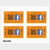 Orange Firmenname qr Code Facebook Rechteckiger Aufkleber (Blatt)