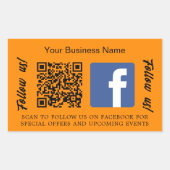 Orange Firmenname qr Code Facebook Rechteckiger Aufkleber (Vorderseite)