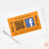 Orange Firmenname qr Code Facebook Rechteckiger Aufkleber (Umschlag)