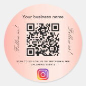 Orange-Firmenname qr-Codeinstagramm Runder Aufkleber (Vorderseite)