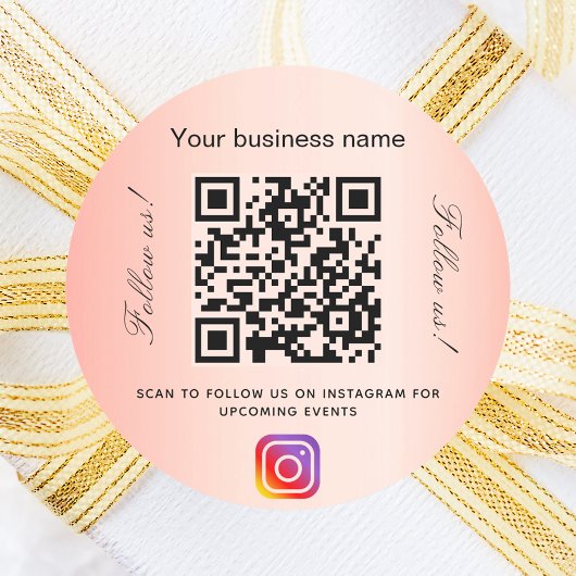 Orange-Firmenname qr-Codeinstagramm Runder Aufkleber