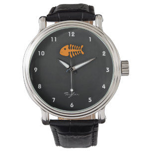 Orange Fischgräten Armbanduhr