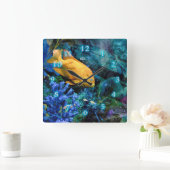 ORANGE FISH BLAUE OCEAN 2 QUADRATISCHE WANDUHR (Zuhause)