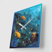 ORANGE FISH BLAUE OCEAN QUADRATISCHE WANDUHR (Winkel)