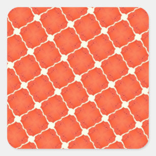 Orange Fishing Net Mosaic Tile Grid Muster Geschen Quadratischer Aufkleber