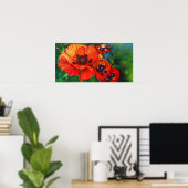 Orange Flamboyant Painted Poppies Art Print Poster (Heimbüro)
