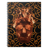 Orange Flame Skull Spiral Notebook Notizblock (Vorderseite)