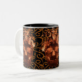 Orange Flame Skull-Tasse Zweifarbige Tasse (Vorderseite Links)