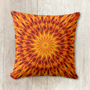 Orange Flames Kaleidoskop Kissen