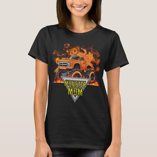 Orange Flames Monster Mama T - Shirt (Vorderseite)
