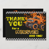 Orange Flames Monster Truck Vielen Dank Hinweis Dankeskarte (Vorne/Hinten)