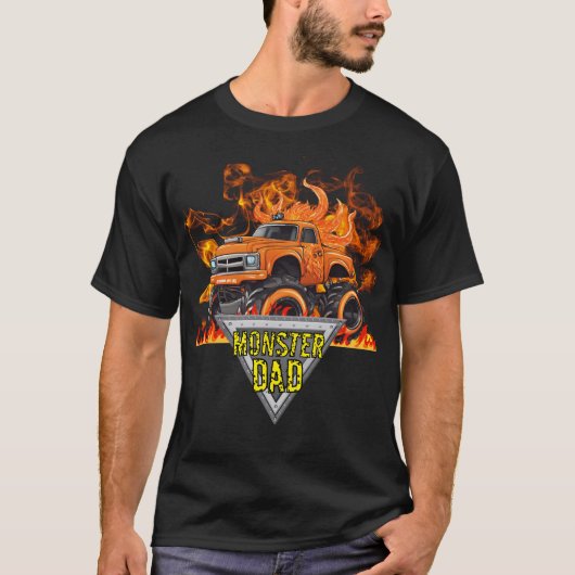 Orange Flames Monster Vater Männer T - Shirt (Vorderseite)