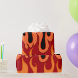 Orange Flames Wrapping Paper Geschenkpapier