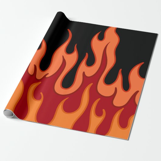 Orange Flames Wrapping Paper Geschenkpapier (Ungerollt)