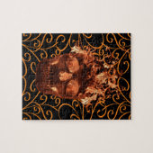 Orange Flaming Fire Skull Art Puzzle (Horizontal)