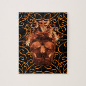 Orange Flaming Fire Skull Art Puzzle (Vertikal)