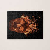 Orange Flaming Fire Skull Puzzle (Horizontal)
