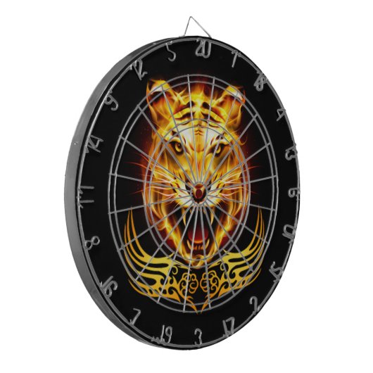 Orange Flaming Fire Tiger Dartscheibe (Vorderseite Links)