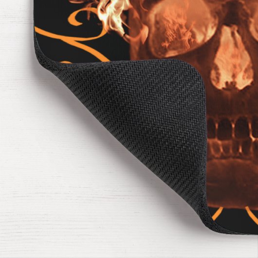 Orange Flaming Skull Mouse Pad Mousepad (Ecke)