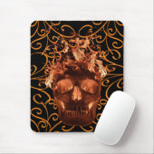 Orange Flaming Skull Mouse Pad Mousepad (Mit Mouse)