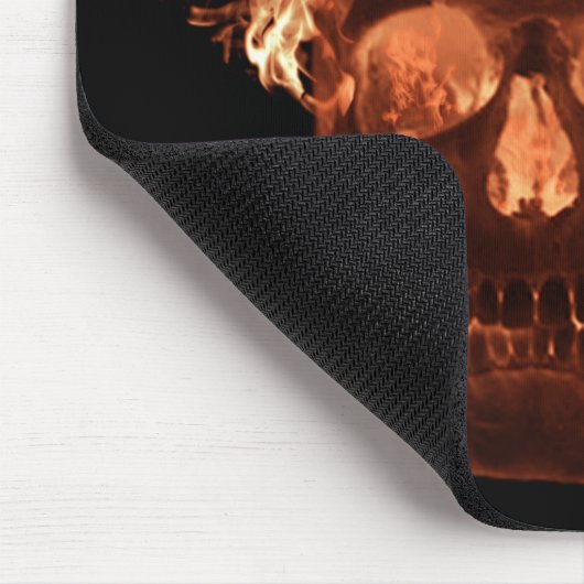 Orange Flaming Skull Mouse Pad Mousepad (Ecke)