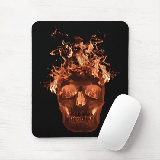 Orange Flaming Skull Mouse Pad Mousepad (Mit Mouse)