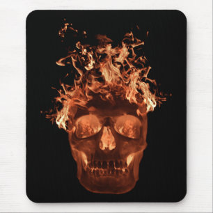 Orange Flaming Skull Mouse Pad Mousepad