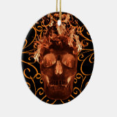 Orange Flaming Skull Ornament (Rechts)