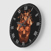 Orange Flaming Skull Rundrömische Numerus Uhr (Winkel)