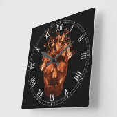 Orange Flaming Skull Square römische Zahlen Uhr (Winkel)