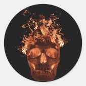 Orange Flaming Skull Stickers (Vorderseite)